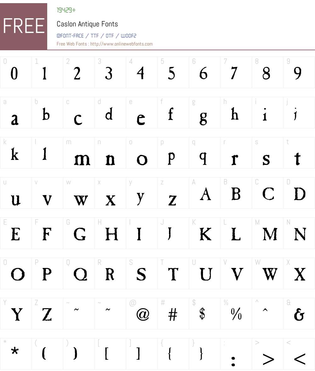 Caslon Antique Font Screenshots