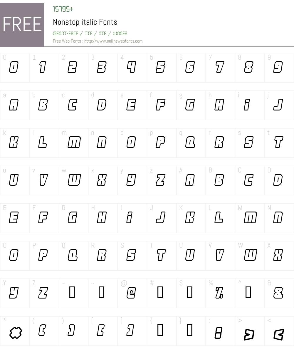 Nonstop italic Font Screenshots