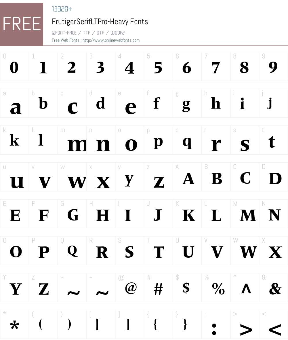 FrutigerSerifLTPro-Heavy Font Screenshots