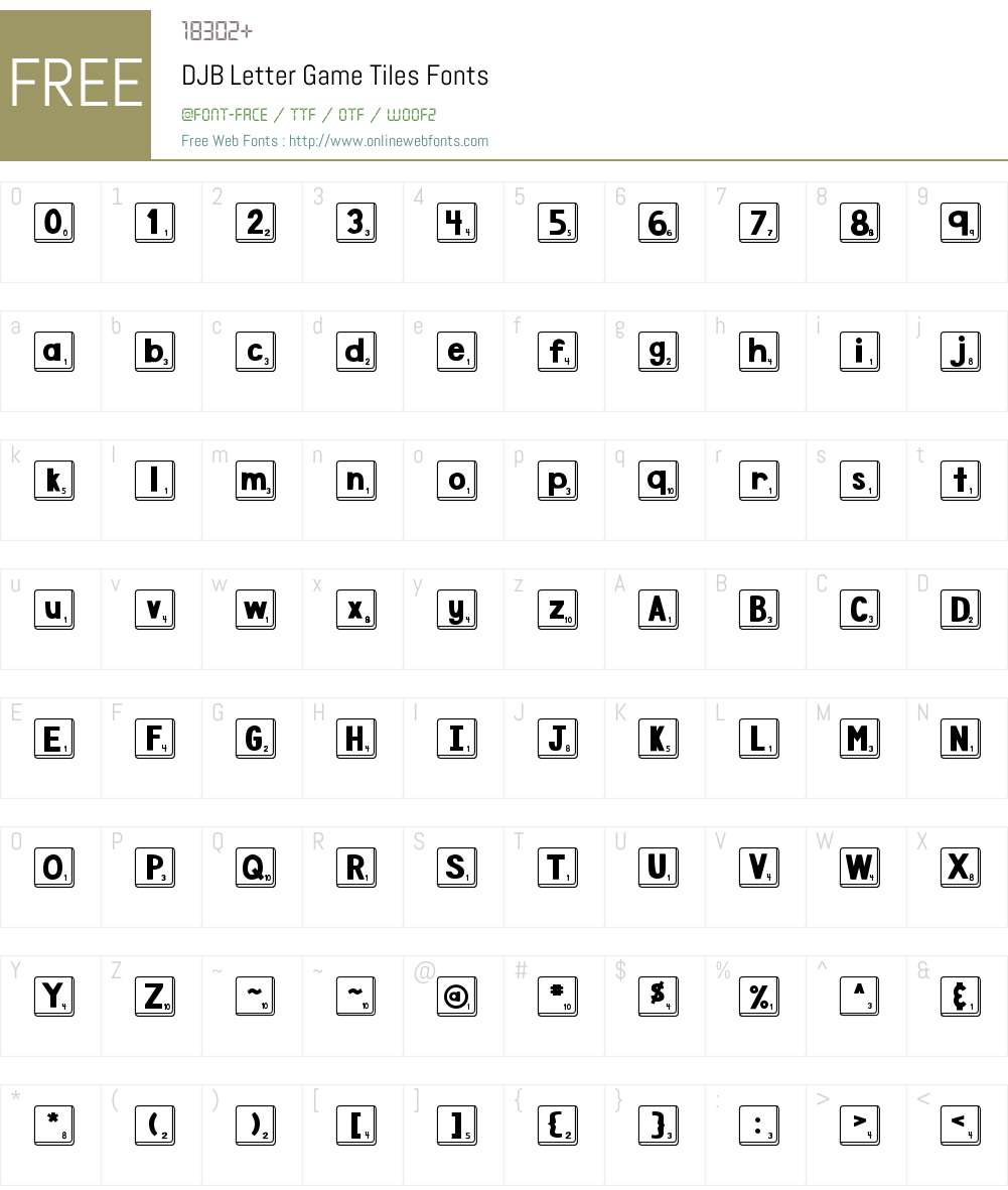 DJB Letter Game Tiles Font Screenshots