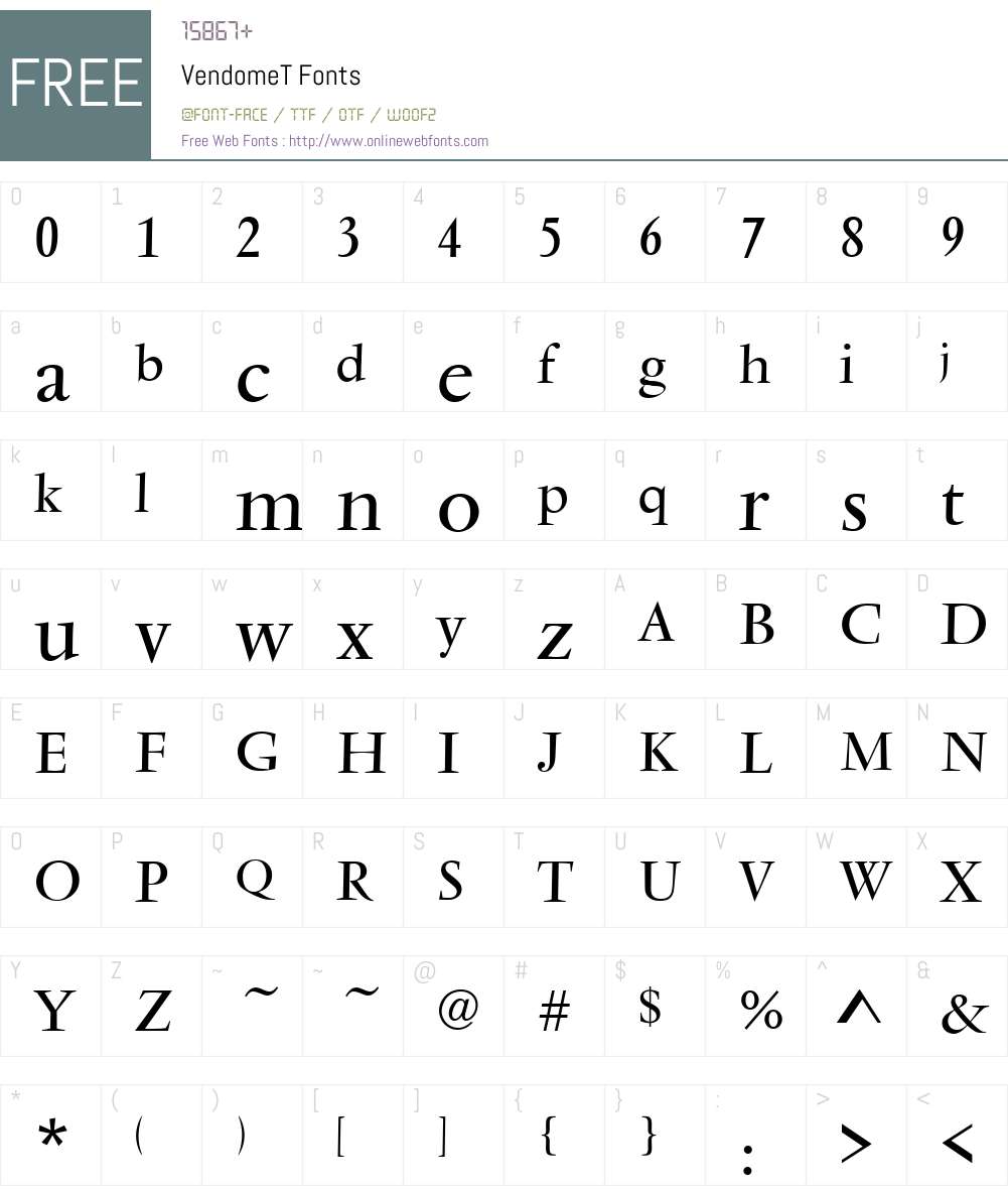 VendomeT Font Screenshots