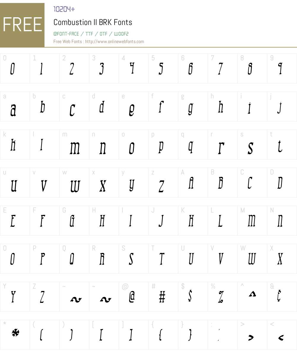 Combustion II BRK Font Screenshots