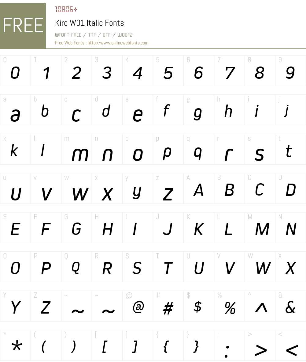 KiroW01-Italic Font Screenshots