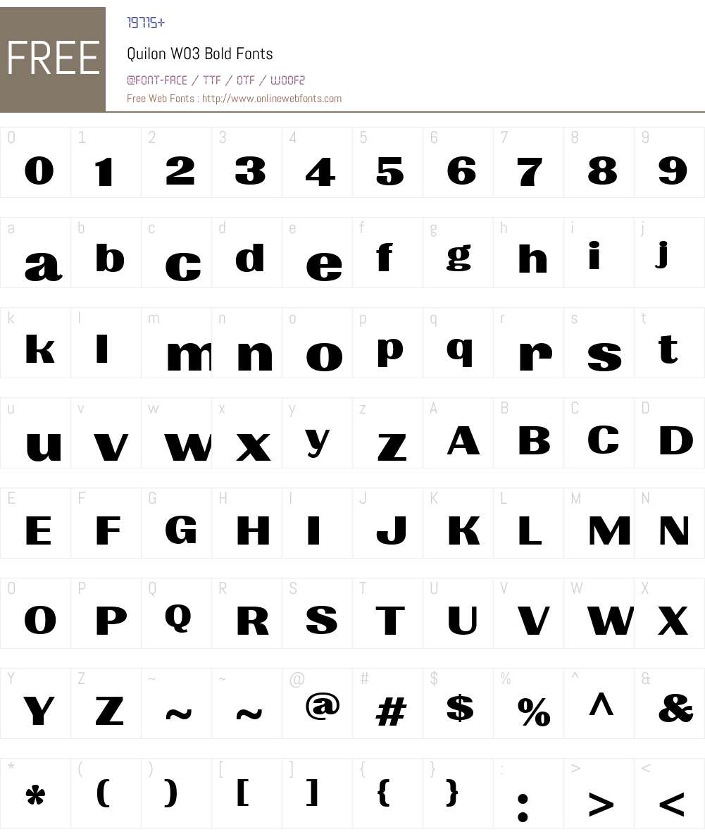 Quilon Font Screenshots