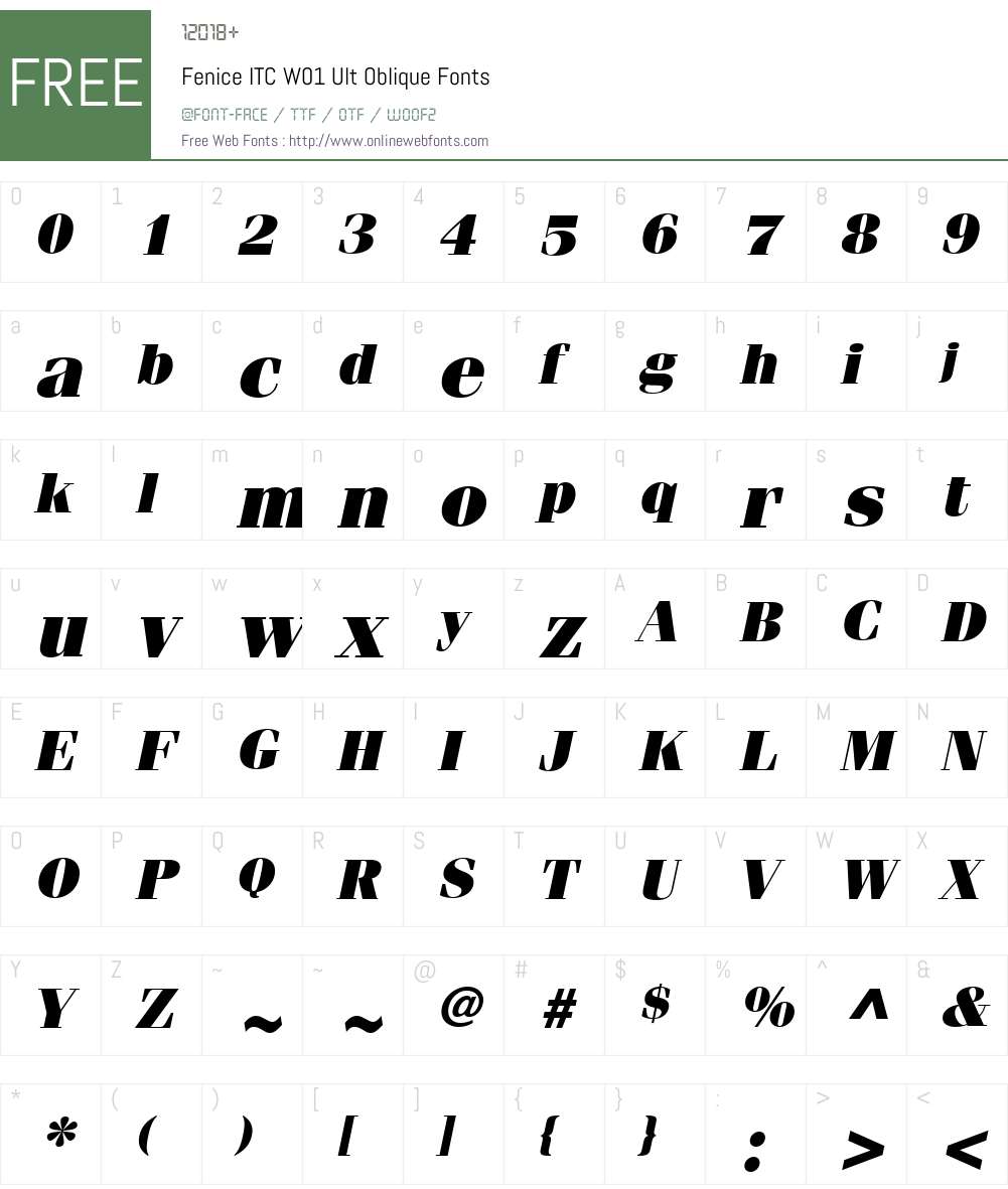 FeniceITCW01-UltOblique Font Screenshots