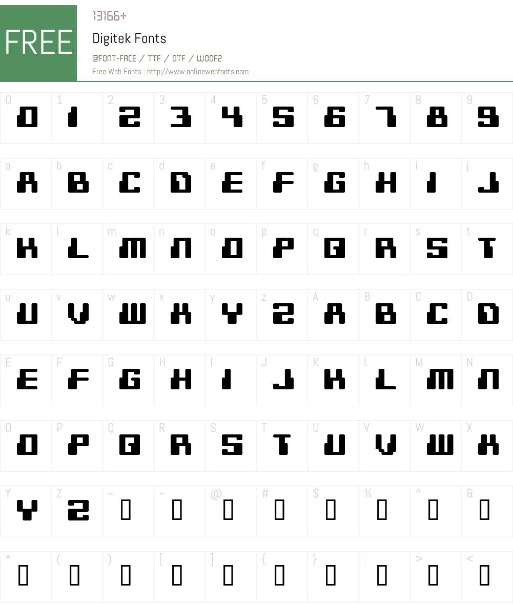 Digitek Font Screenshots