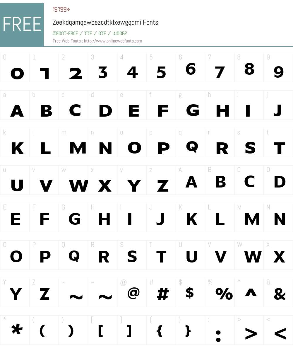 Zeekdqamqawbezcdtklxewgqdmi Font Screenshots