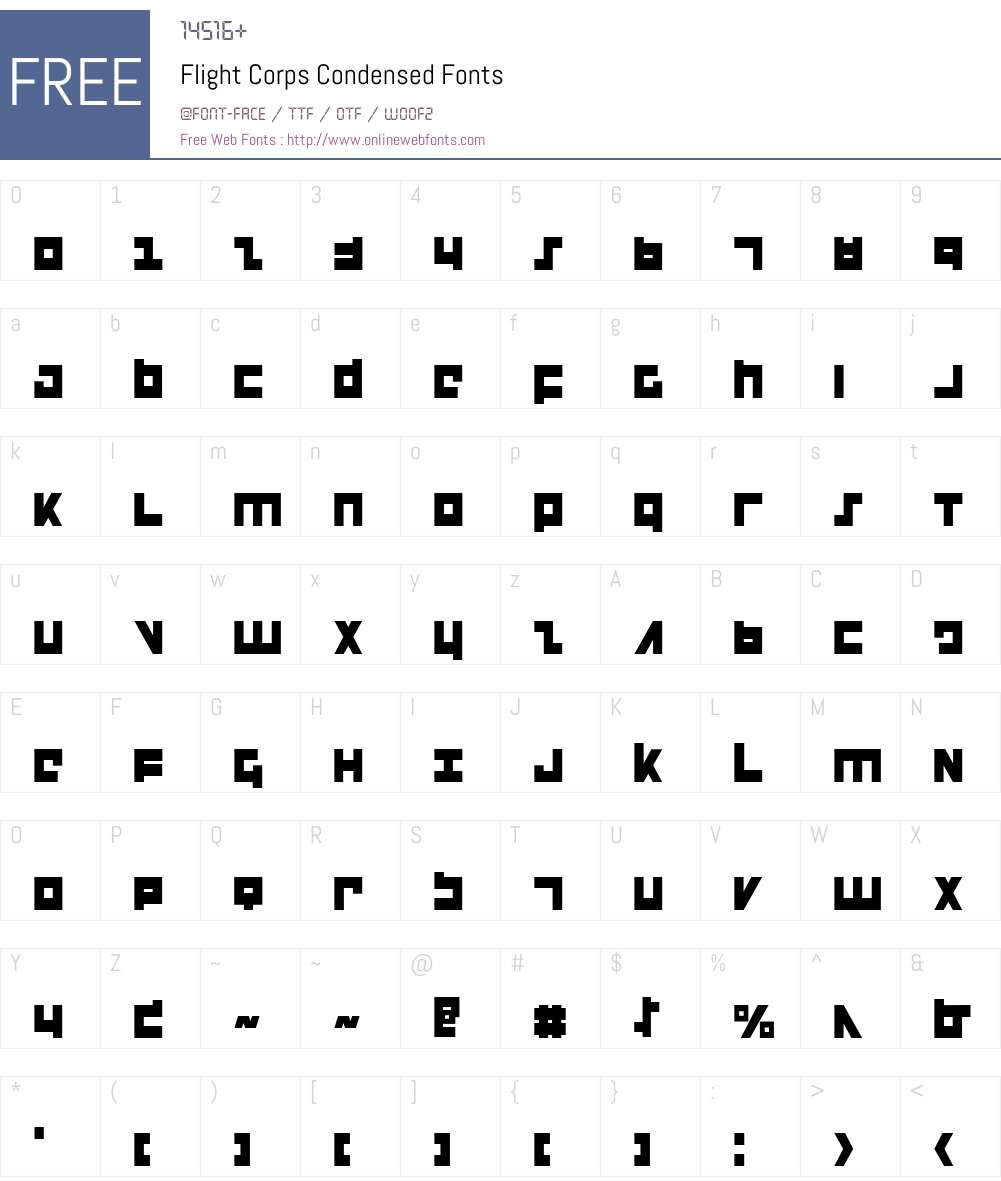 Flight Corps Condensed Font Screenshots