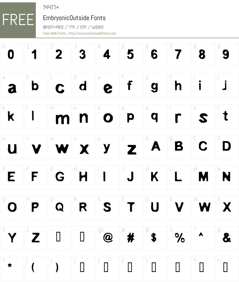EmbryonicOutside Font Screenshots