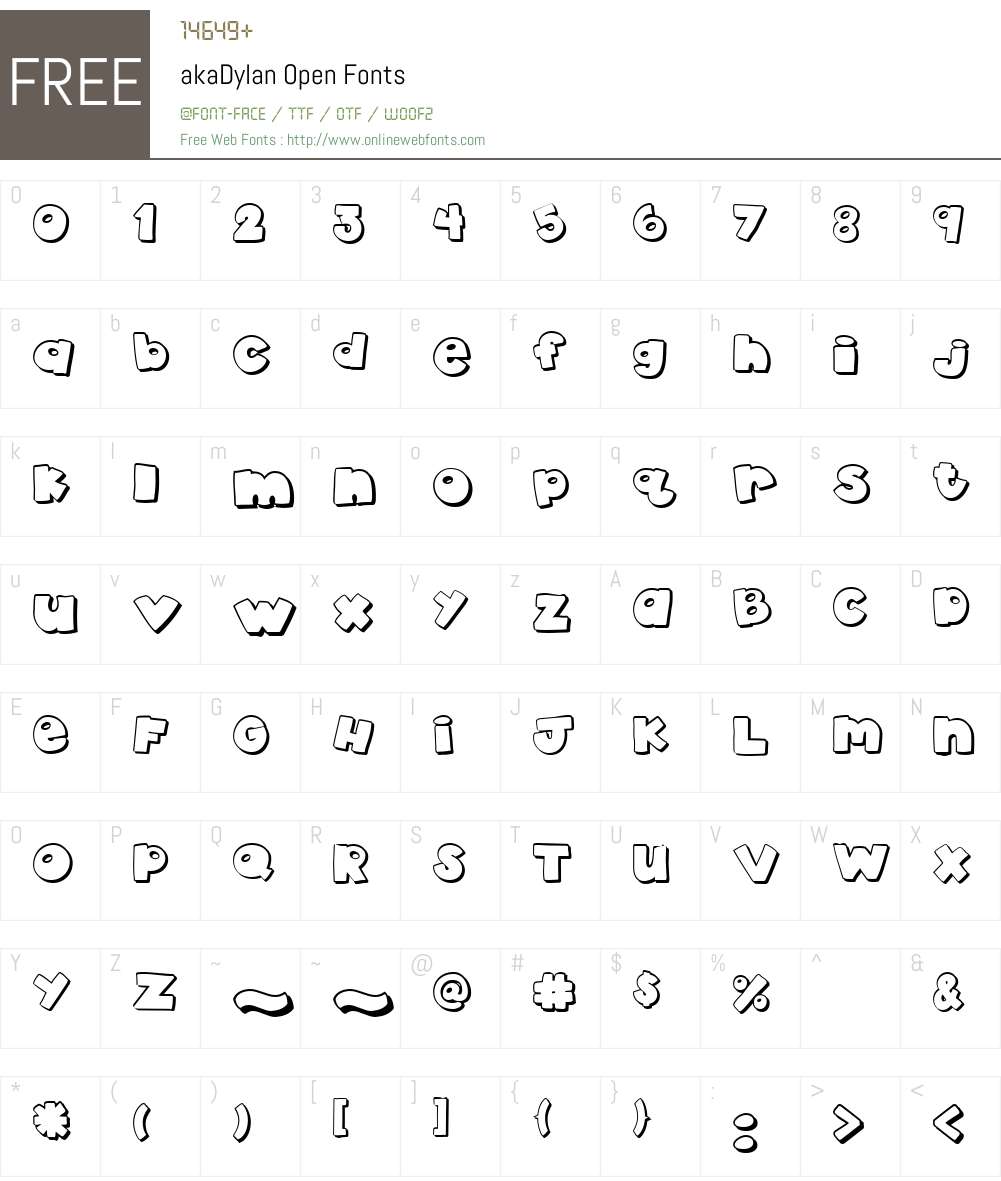 akaDylan Open Font Screenshots