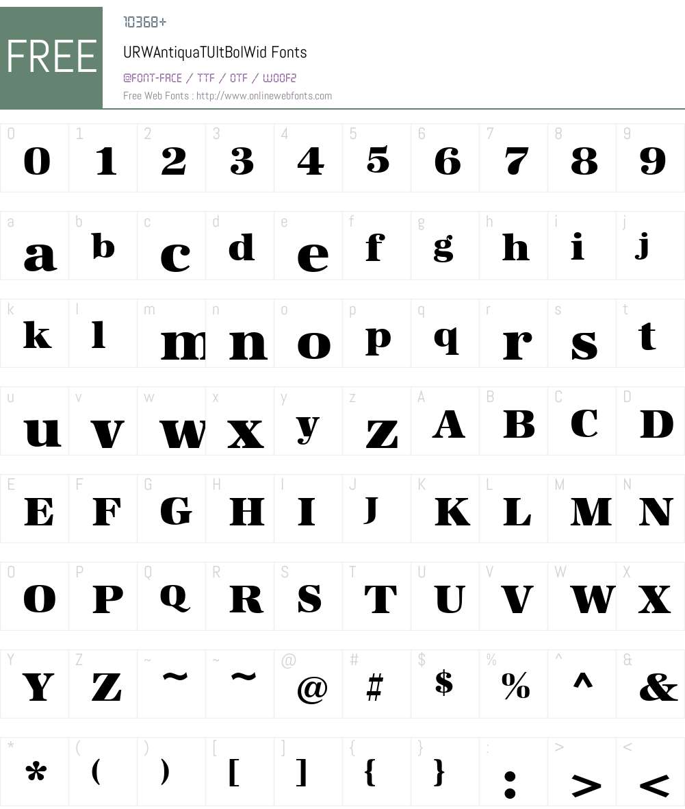 URWAntiquaTUltBolWid Font Screenshots
