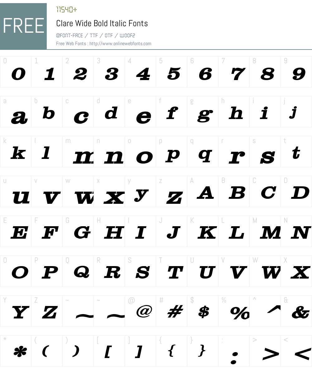 Clare Wide Font Screenshots