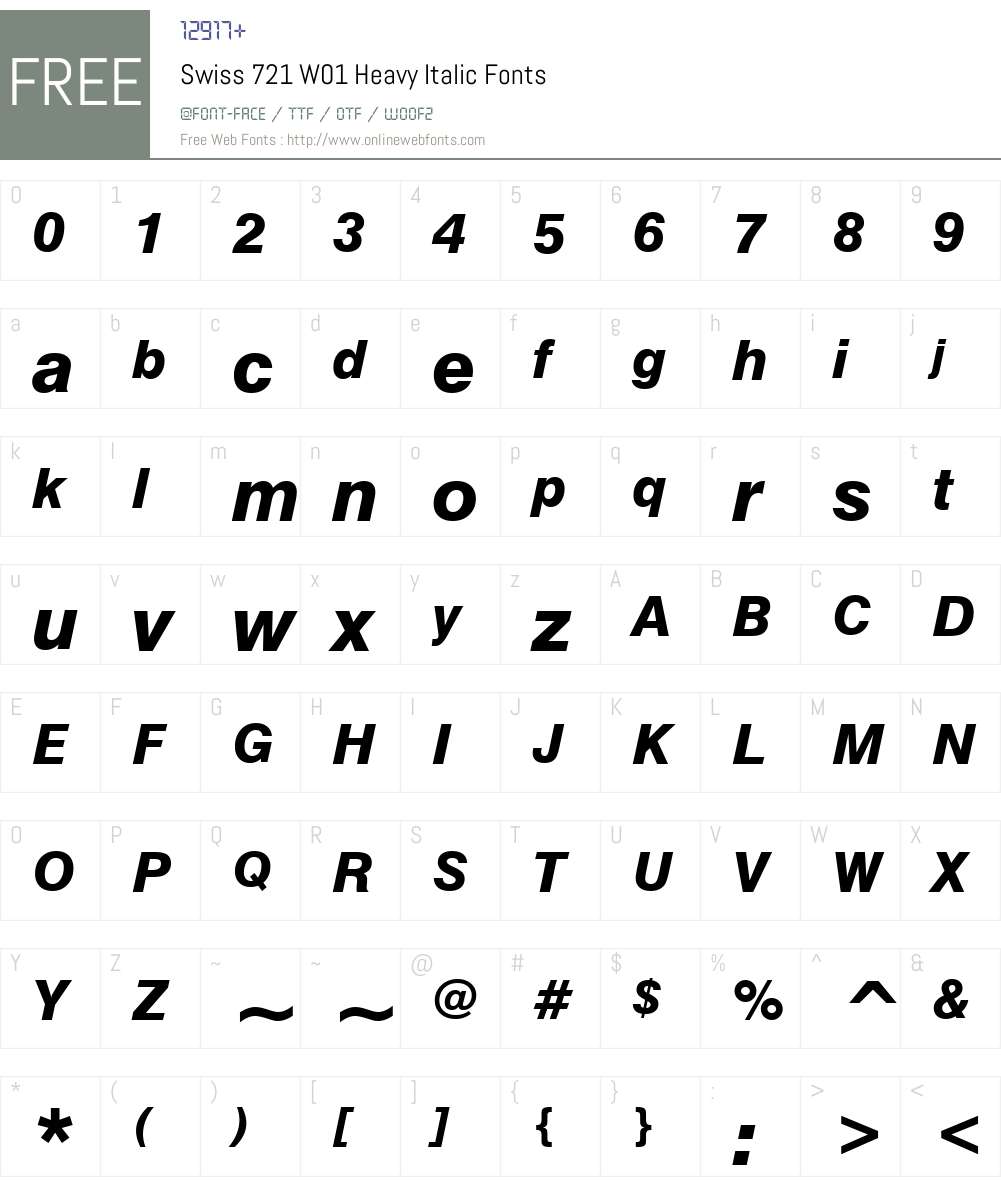 Swiss721W01-HeavyItalic Font Screenshots