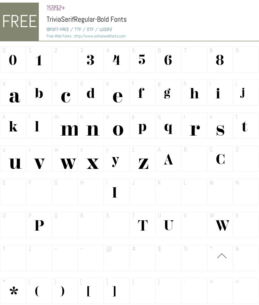 TriviaSerifRegular-Bold Font Screenshots