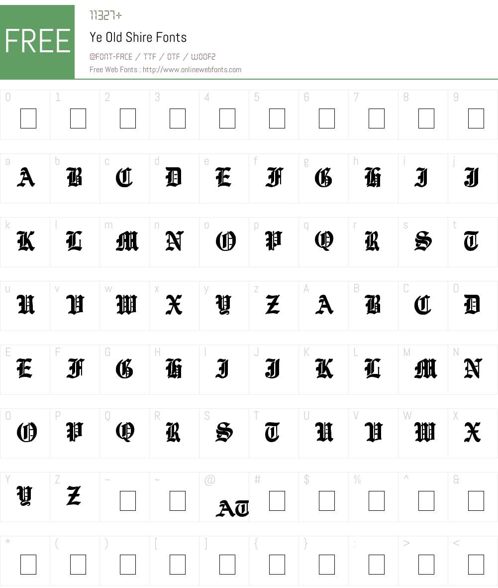 Ye Old Shire Font Screenshots
