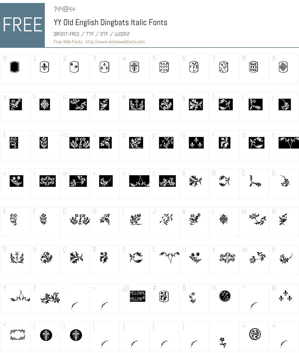 YY Old English Dingbats Italic 2.00 July 31, 2005 Fonts Free Download ...