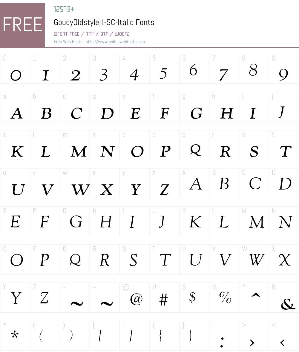 GoudyOldstyleH-SC-Italic Font Screenshots
