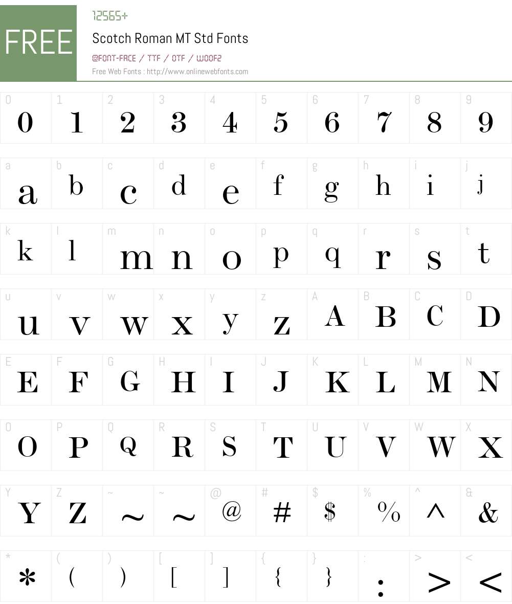 Scotch Roman MT Std Font Screenshots