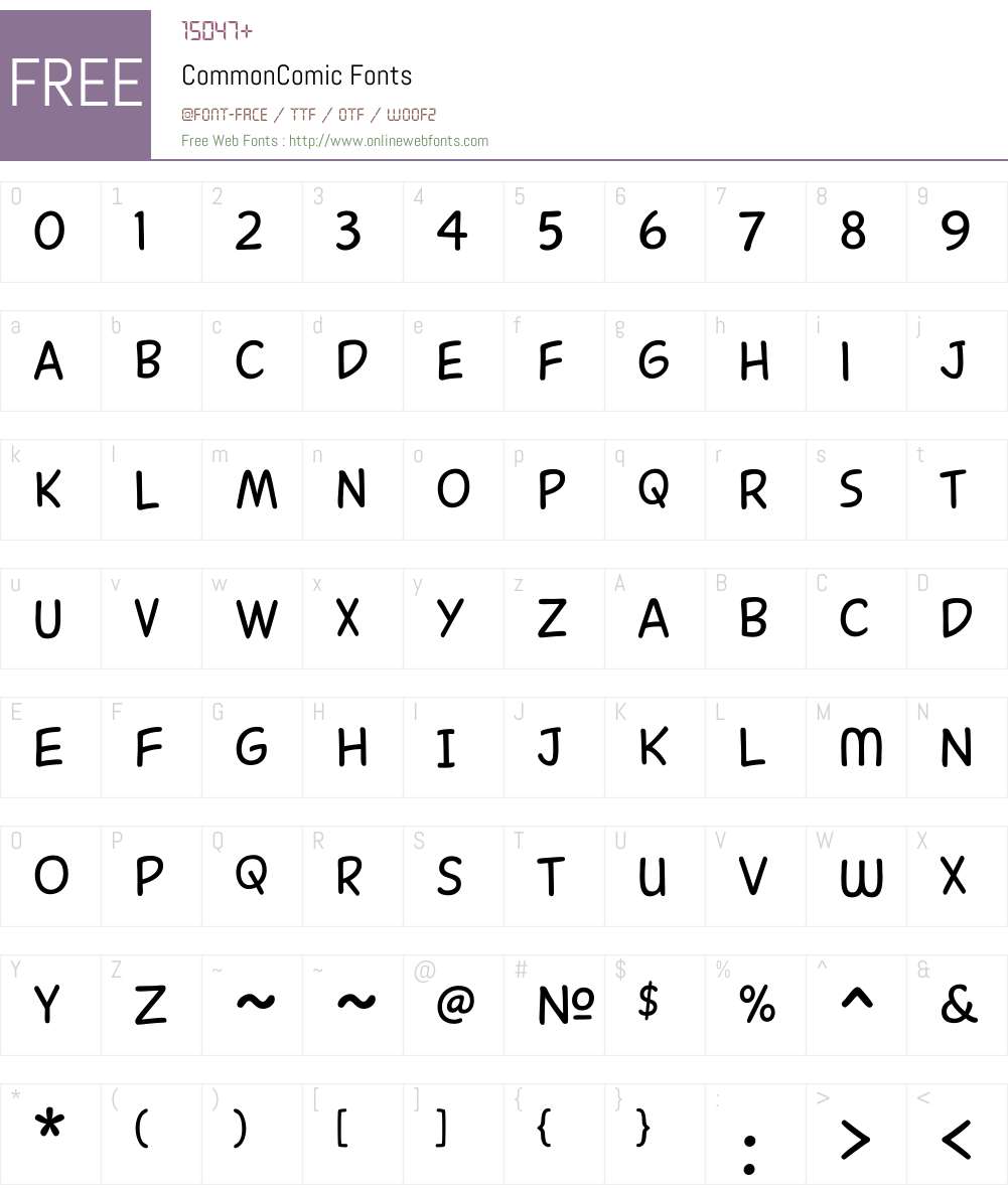CommonComic Font Screenshots