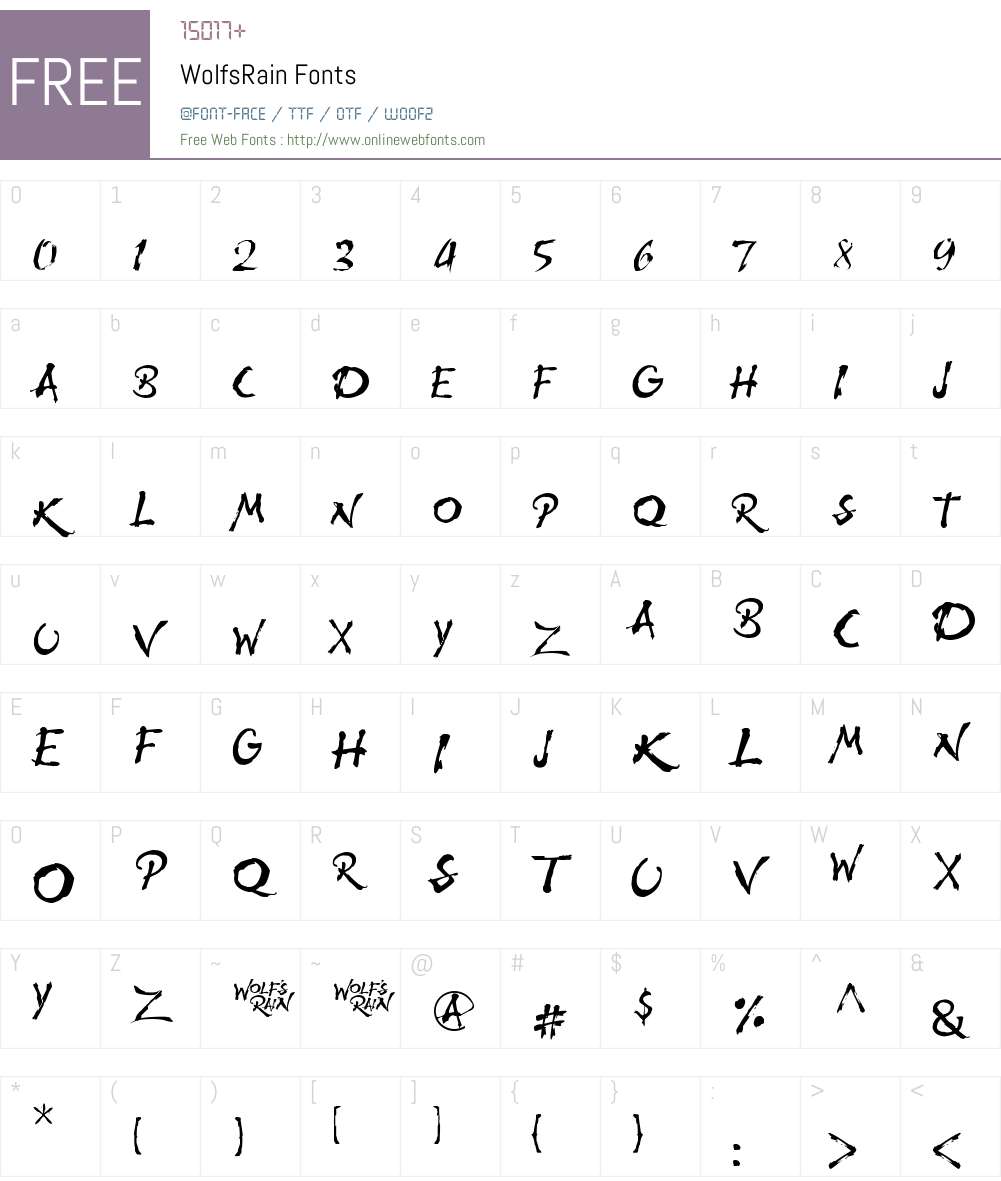 WolfsRain Font Screenshots