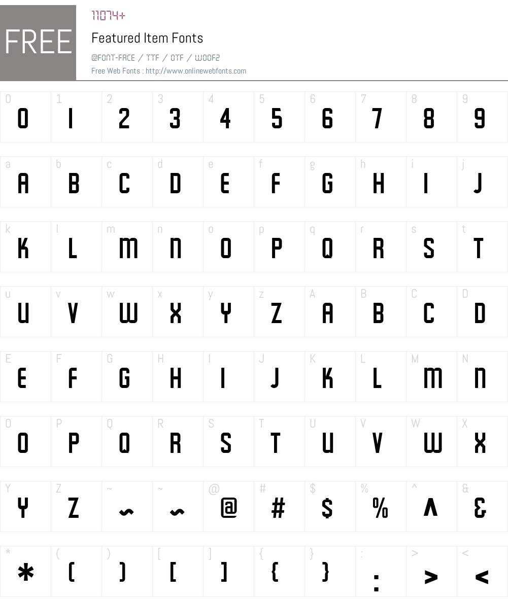 Featured Item Font Screenshots
