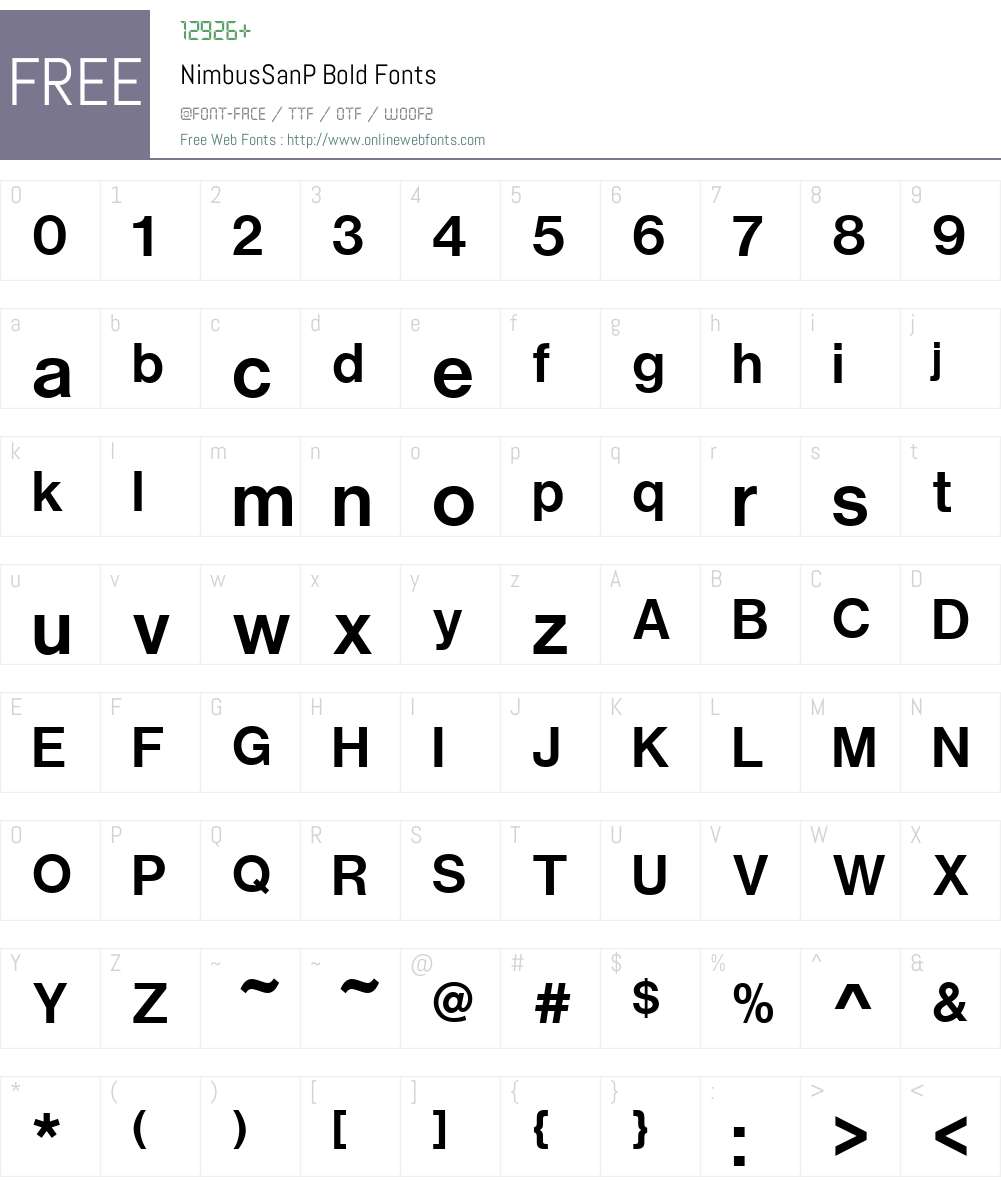 NimbusSanP Font Screenshots