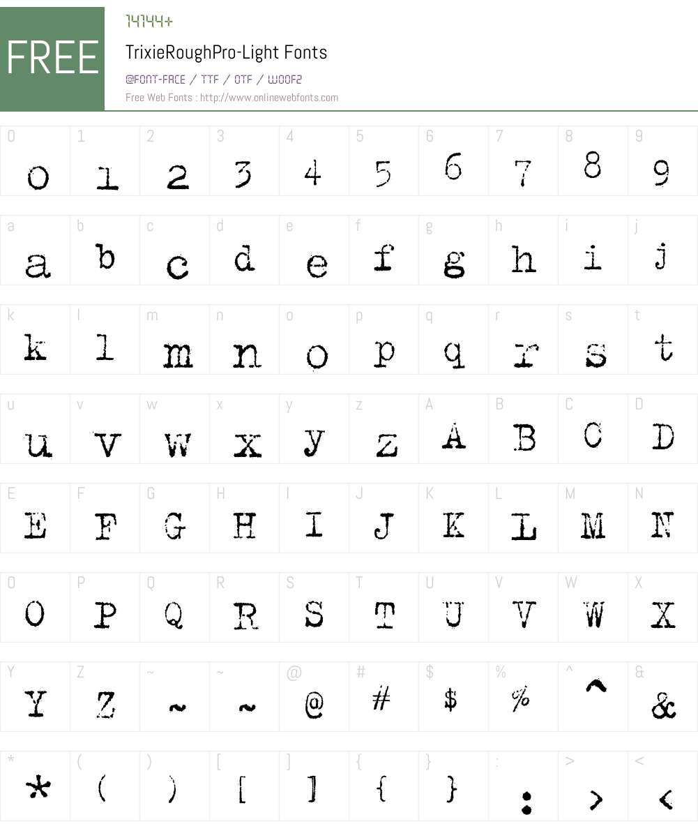 TrixieRoughPro-Light Font Screenshots