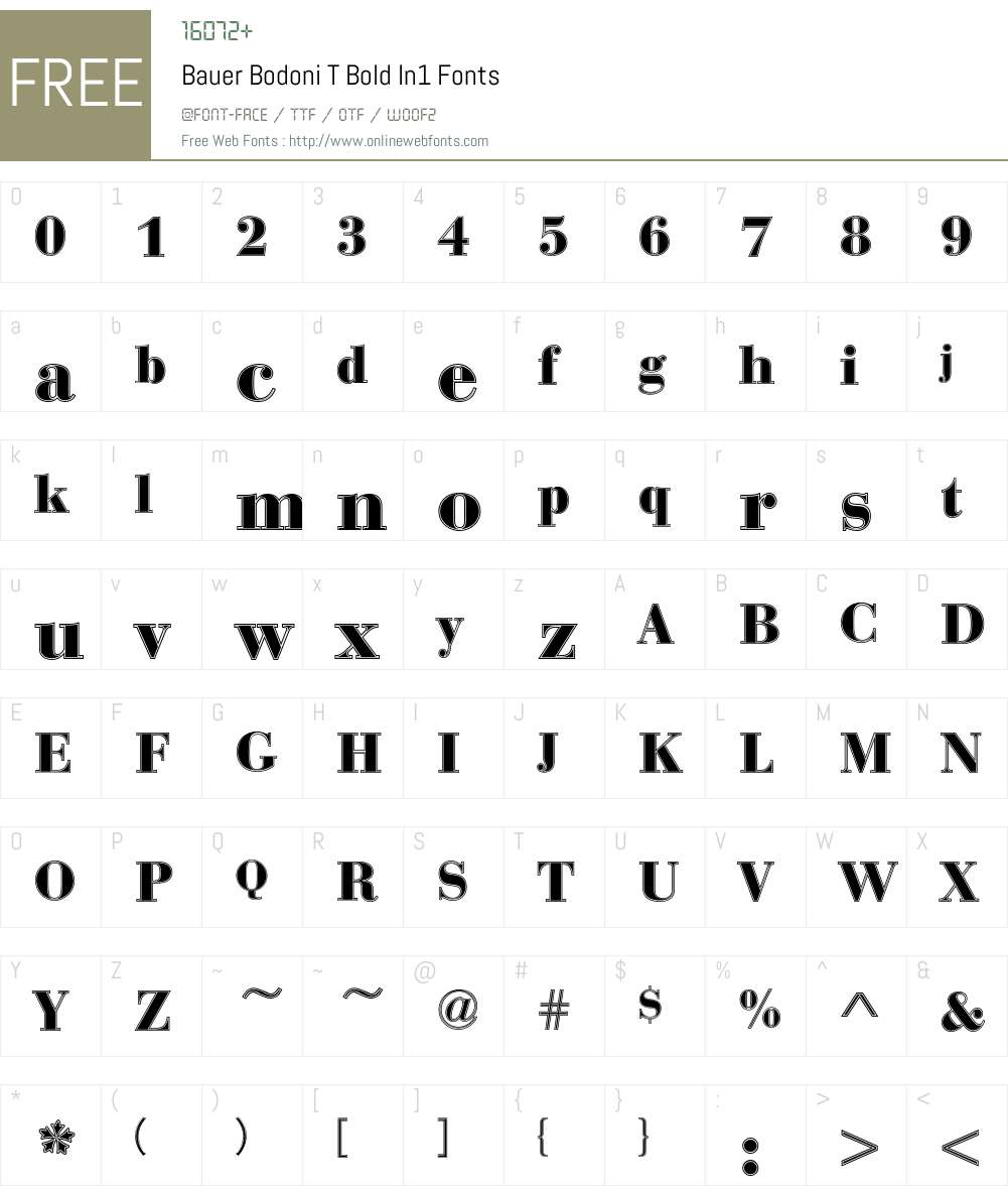 Bauer Bodoni T In1 Font Screenshots