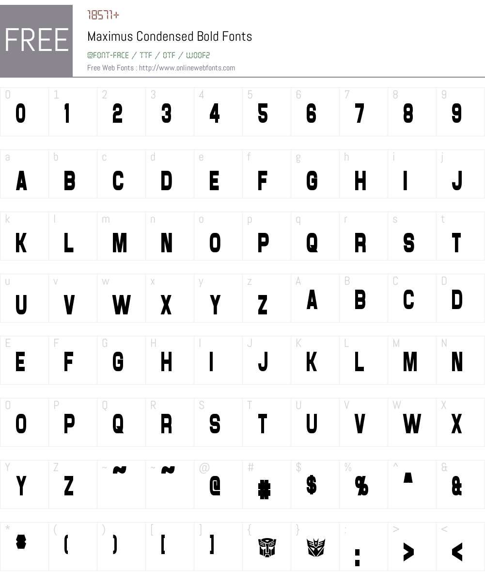 Maximus Condensed Font Screenshots