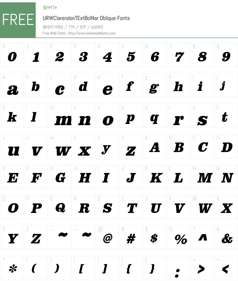 URWClarendonTExtBolNar Font Screenshots