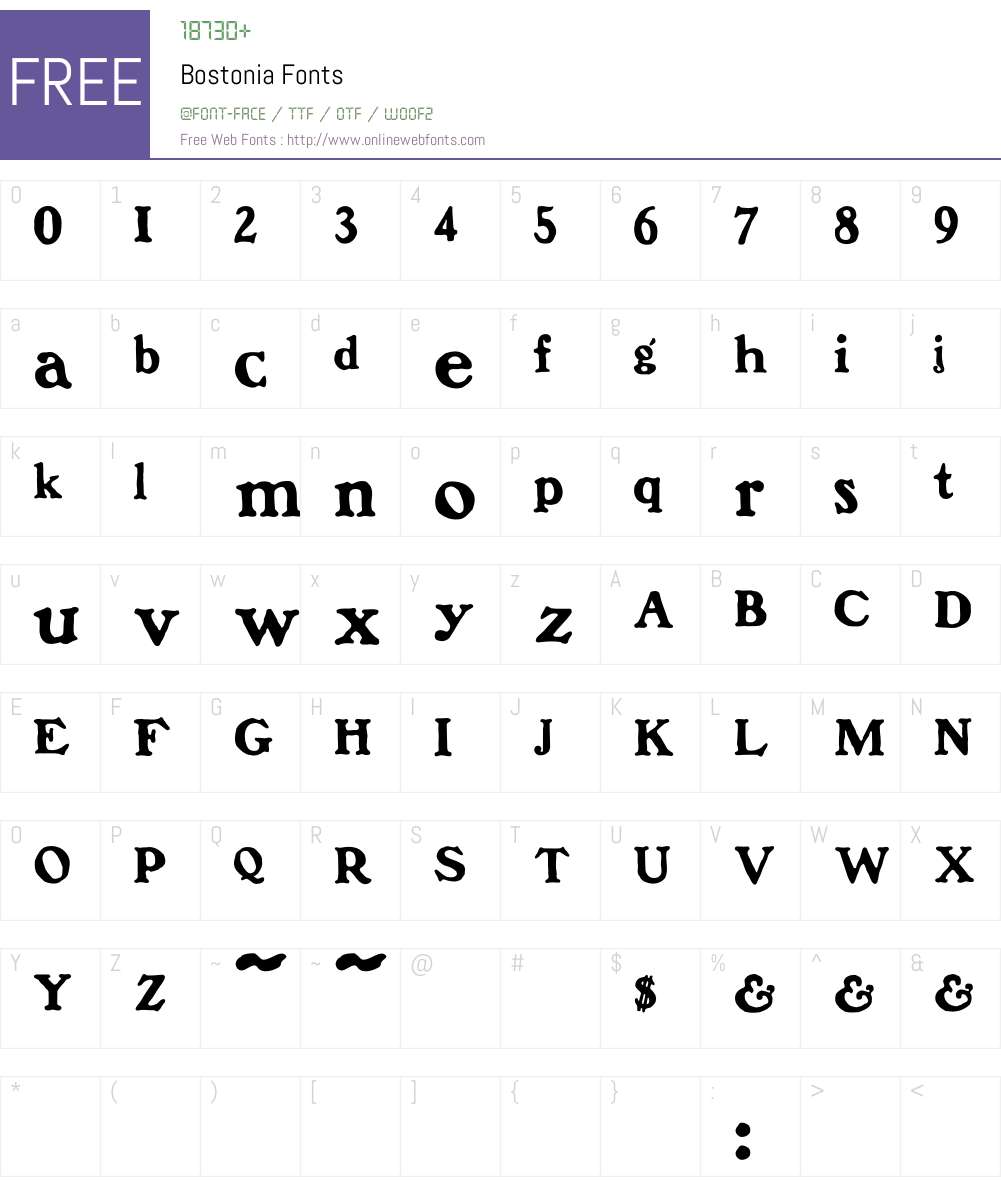 Bostonia Font Screenshots