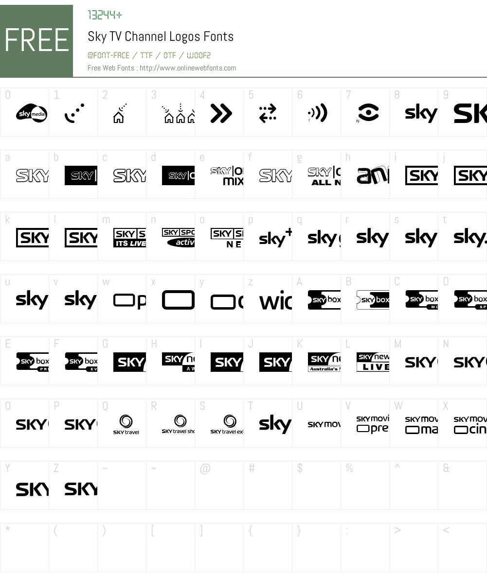 Sky TV Channel Logos Fonts Free Download