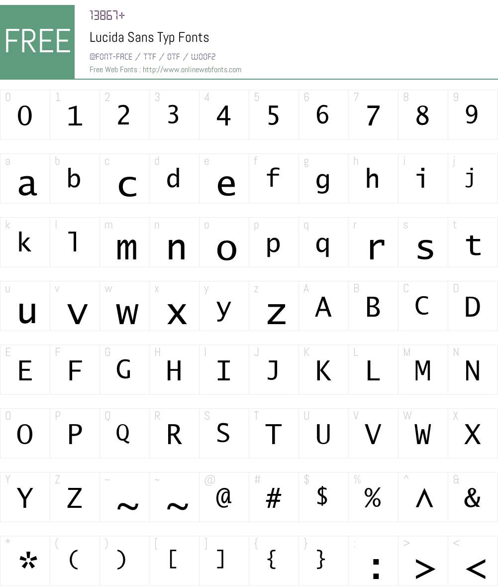 Lucida Sans Typ Font Screenshots