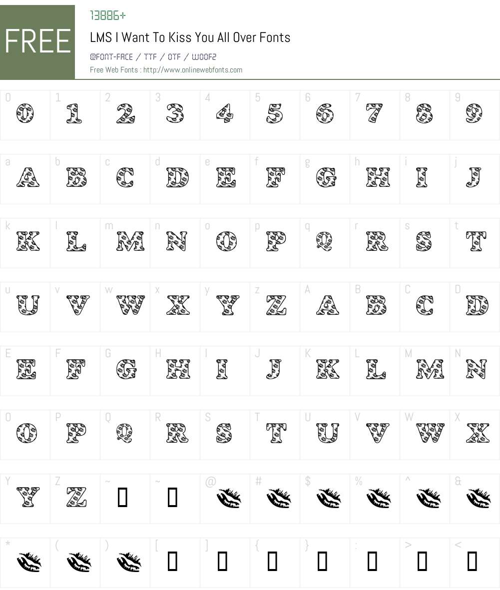 LMS I Want To Kiss You All Over Font Screenshots
