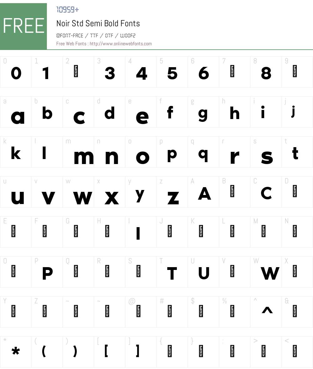 NoirStd-SemiBold Font Screenshots