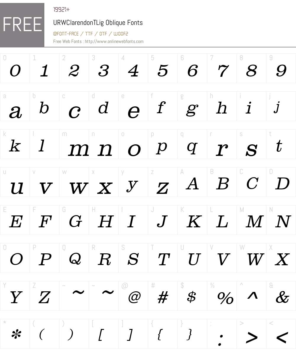 URWClarendonTLig Font Screenshots