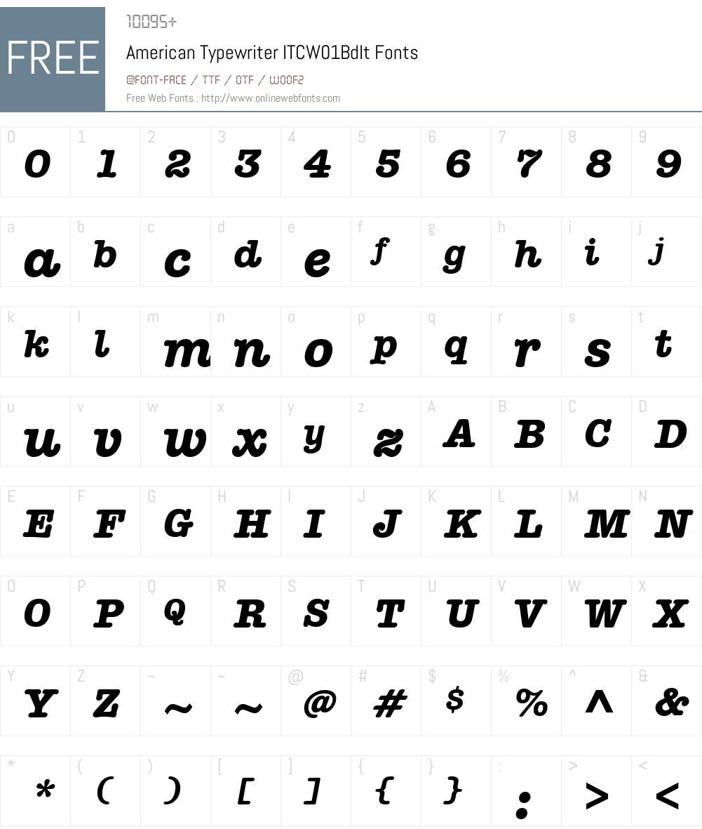 AmericanTypewriterITCW01-BdIt Font Screenshots