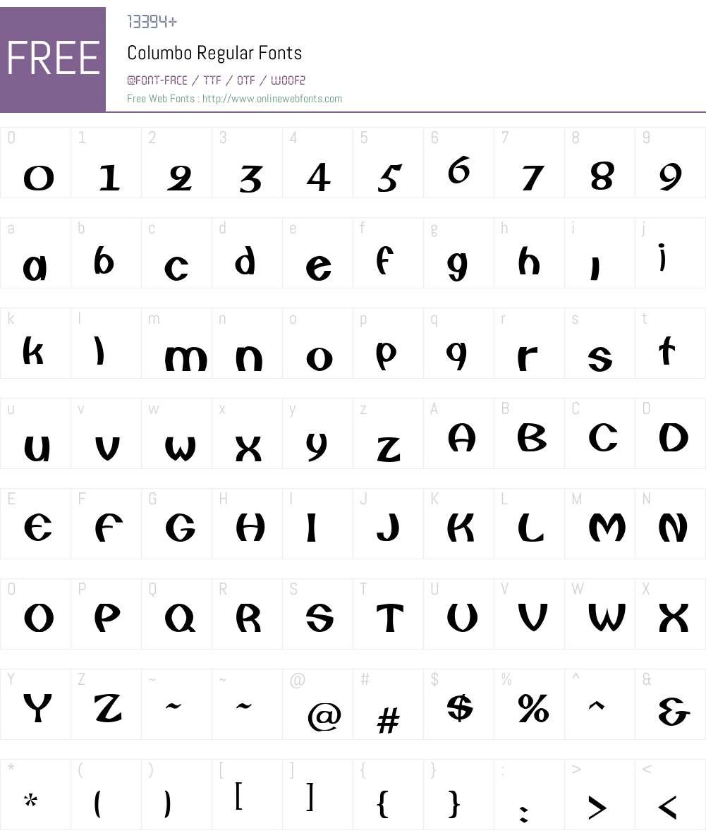 Columbo Font Screenshots