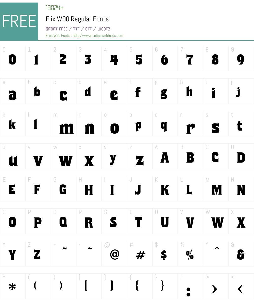 FlixW90-Regular Font Screenshots