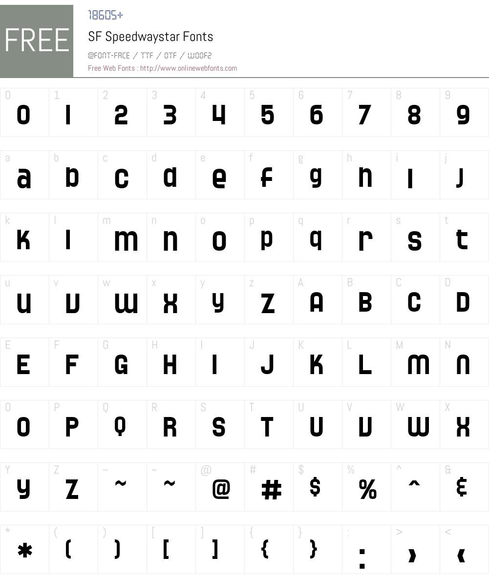 SF Speedwaystar Font Screenshots
