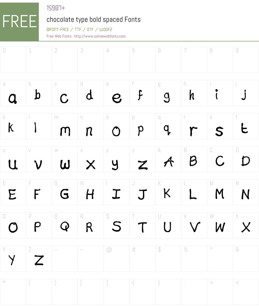 chocolate type bold spaced Font Screenshots