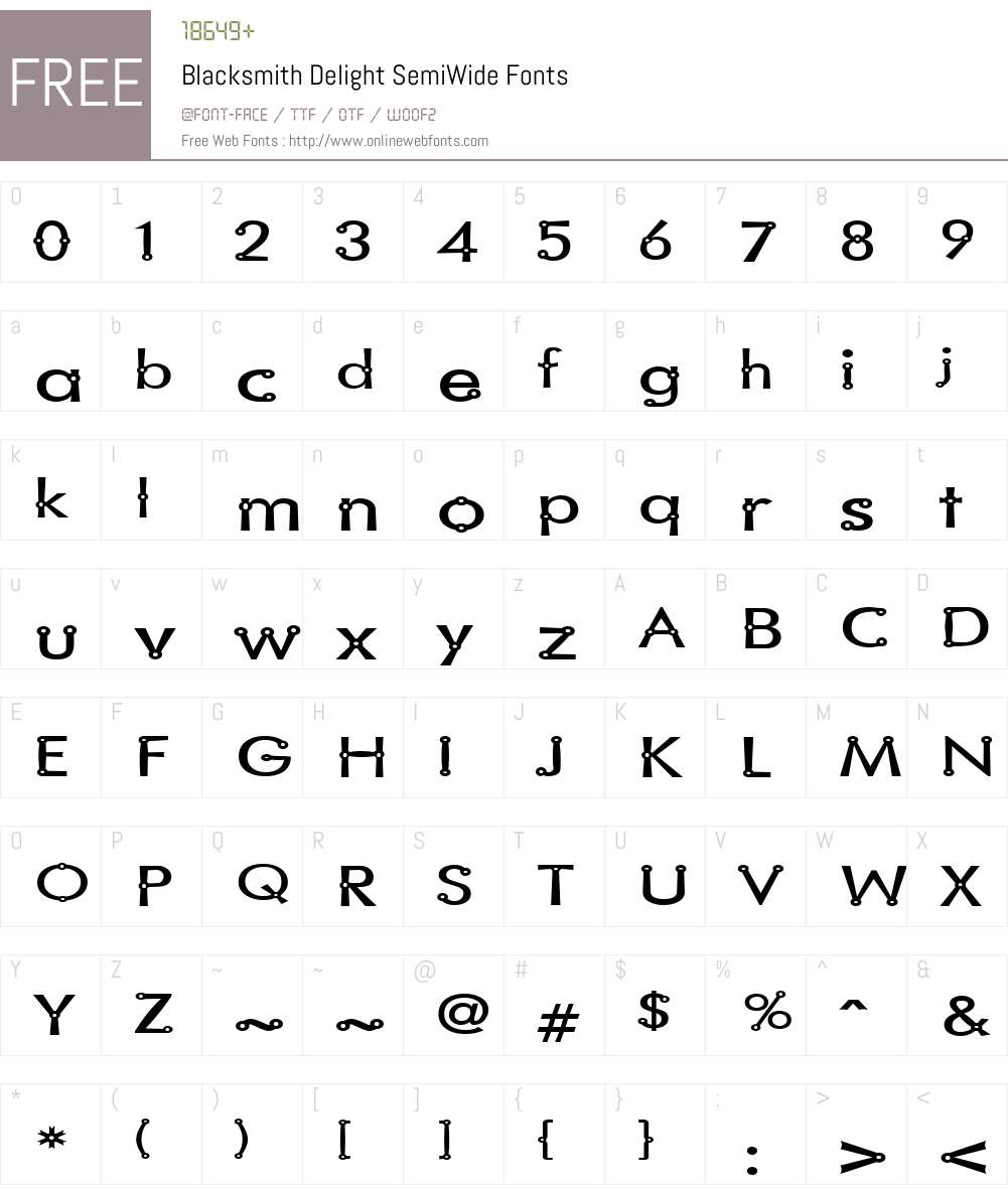 Blacksmith Delight SemiWide Font Screenshots