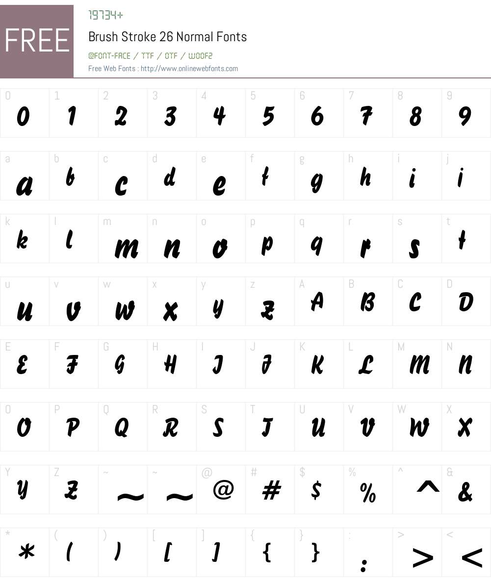 Brush Stroke 26 Font Screenshots