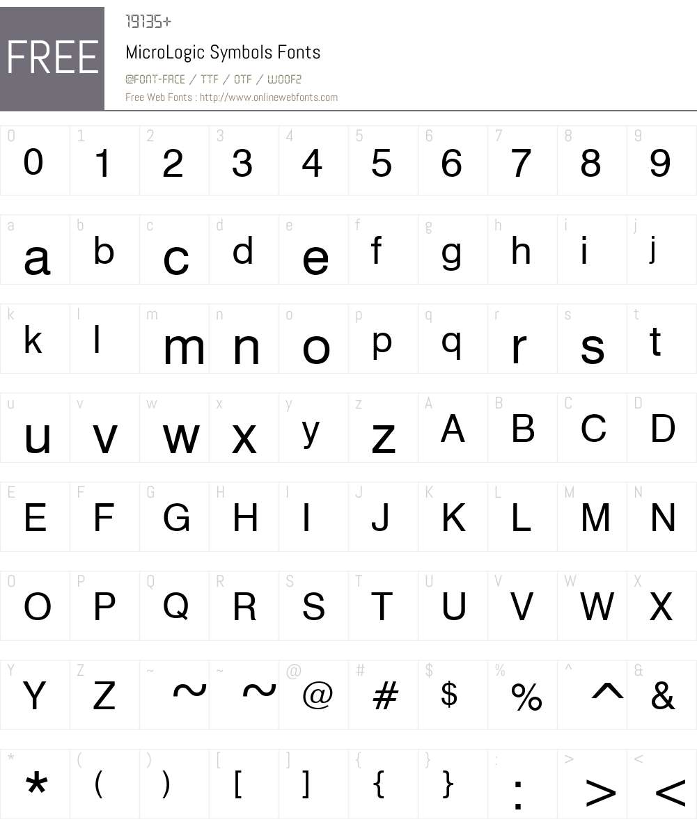 MicroLogic Symbols Font Screenshots