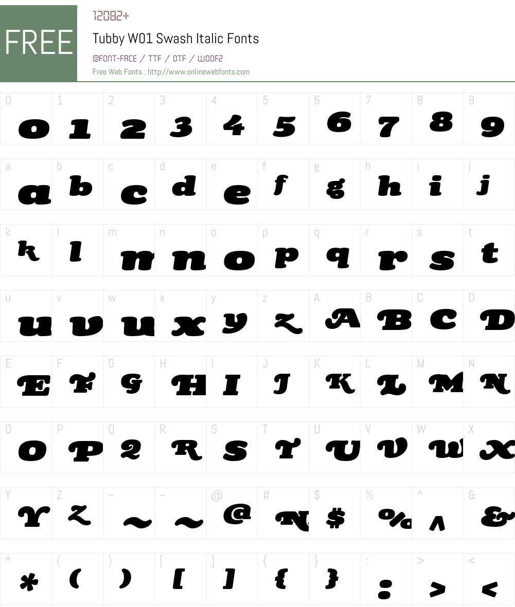 TubbyW01-SwashItalic Font Screenshots
