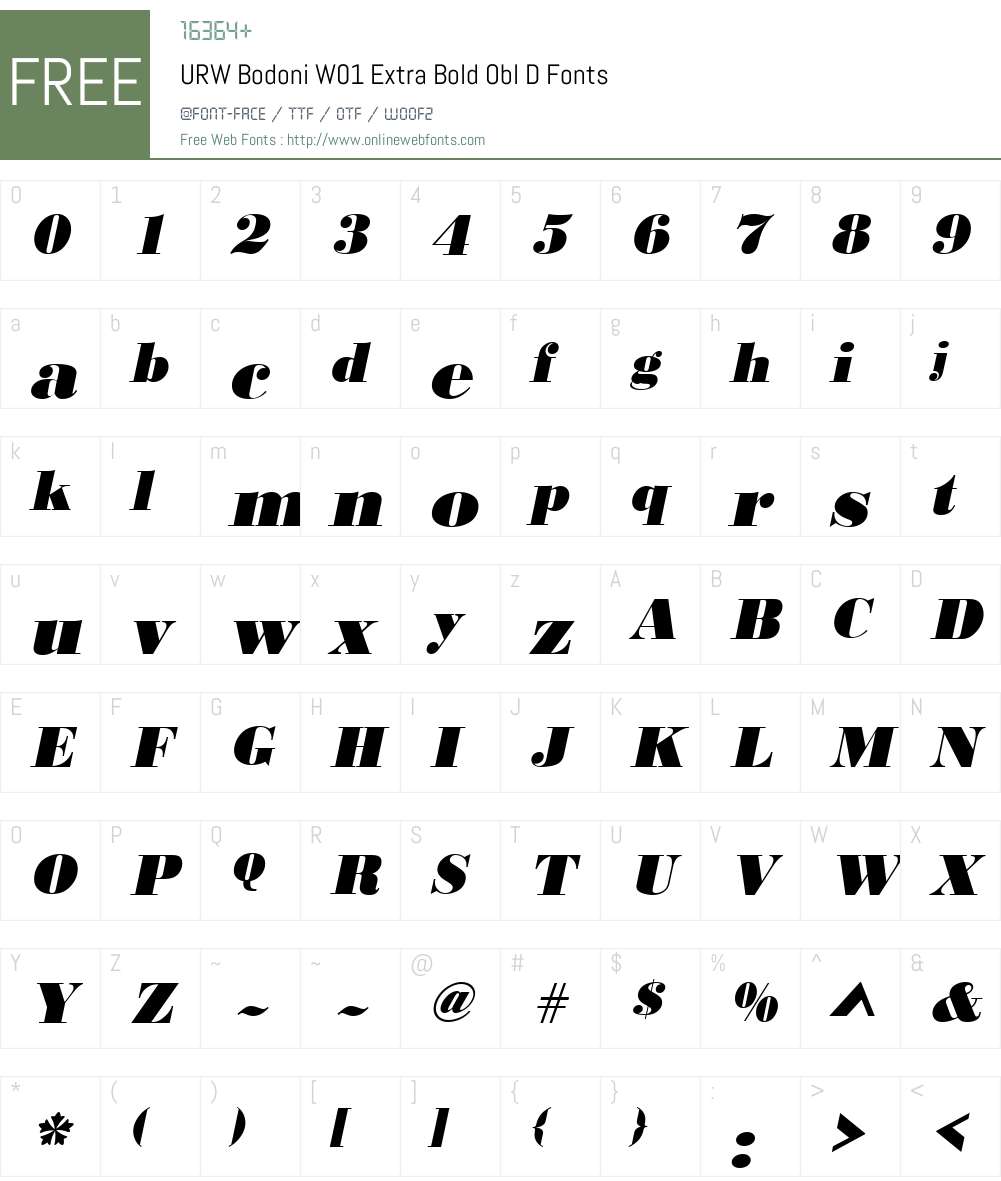 URWBodoniW01-ExtraBoldOblD Font Screenshots