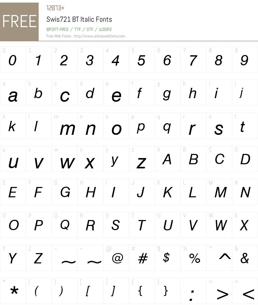 Swis721 BT Font Screenshots