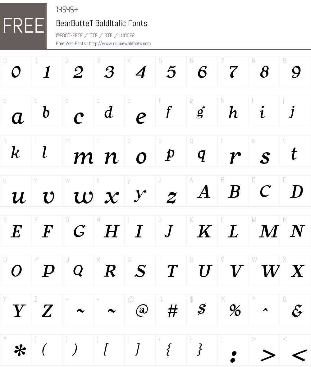 BearButteT Font Screenshots