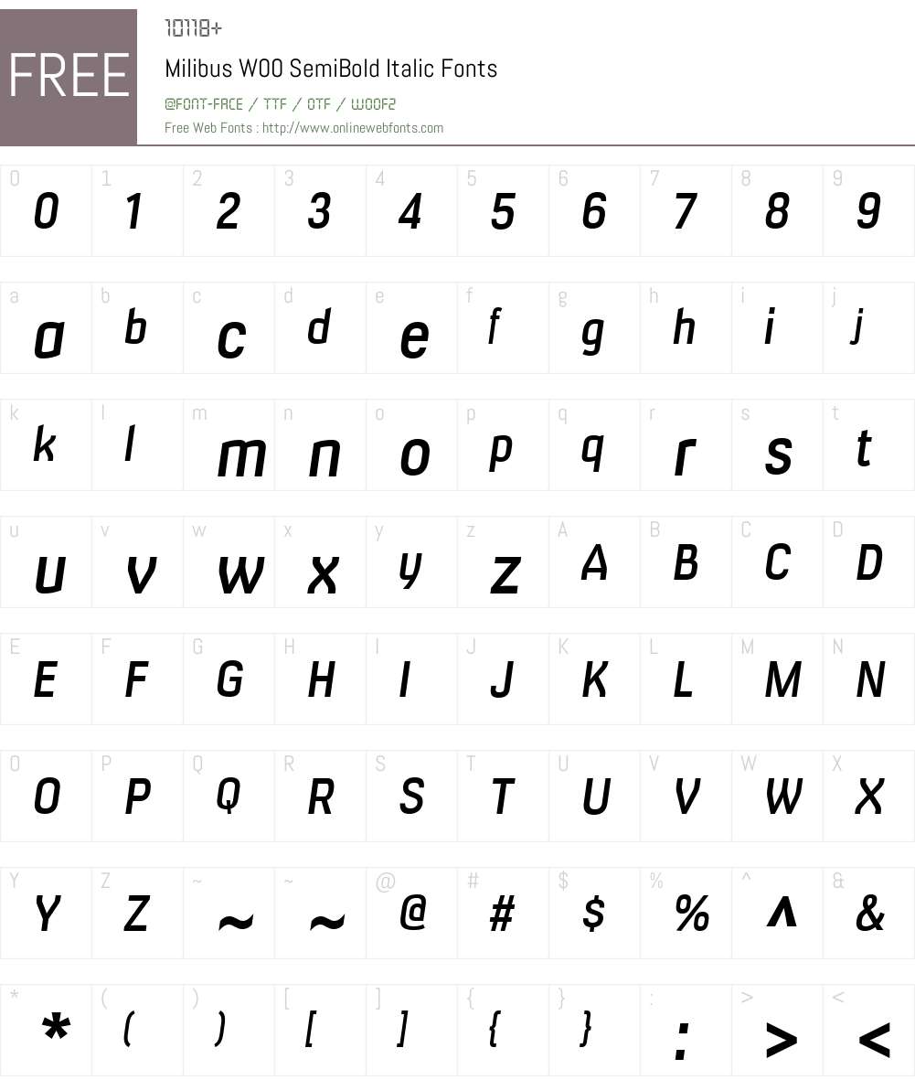 MilibusW00-SemiBoldItalic Font Screenshots