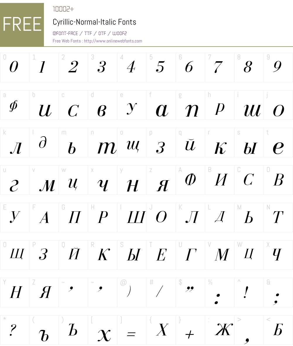 Cyrillic-Normal-Italic Font Screenshots